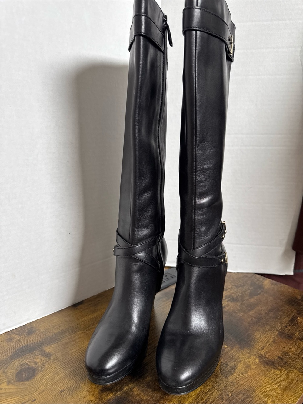 Cole Haan Nike Air Tall Black Women's Platform High-Heel Boots US 8B EXCELLENT - Picture 3 of 12